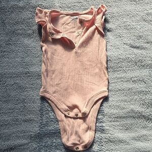 Old Navy Pink Ribbed Bodysuit with Bow Details